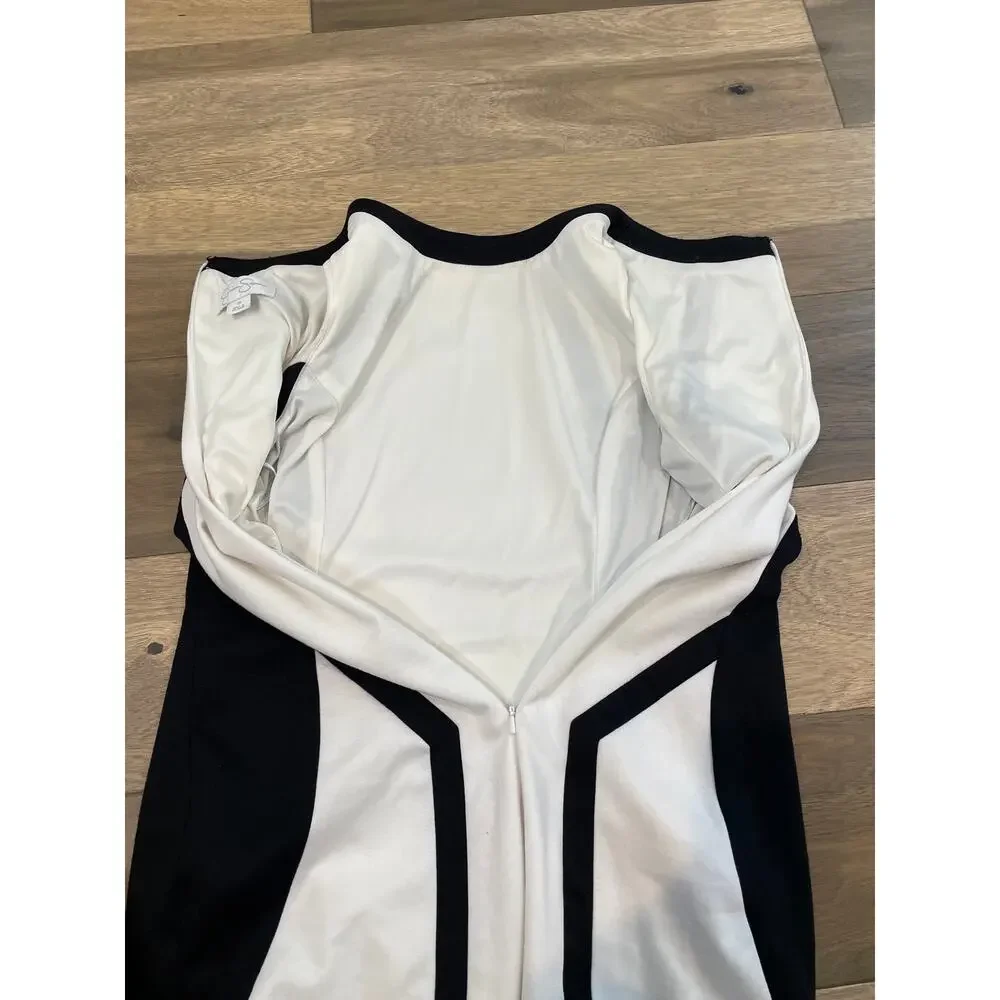Jessica Simpson White Sheath Dress Black Trim Size 10 Fully Lined